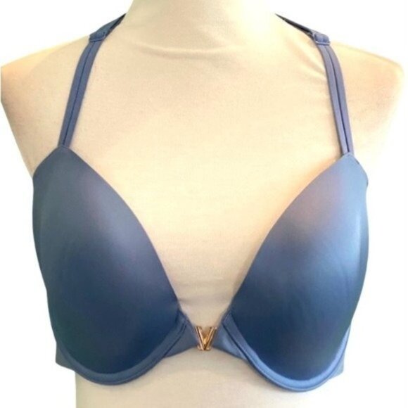 Victoria's Secret Lined Demi Soft Blue Racerback Laser Cut Bra Size 34DD - Picture 1 of 5